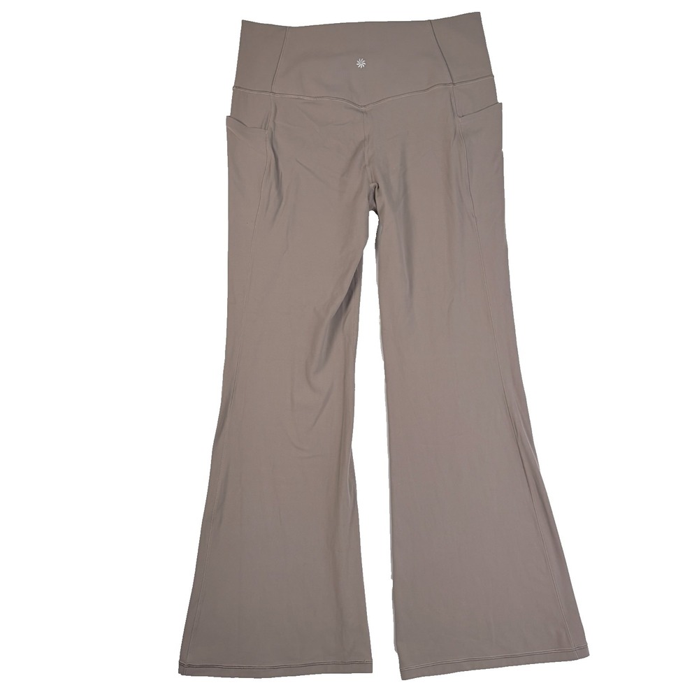 Athleta Women's Salutation Stash Flare Pants Stretch Pockets XL Pyrite Beige - Picture 2 of 6